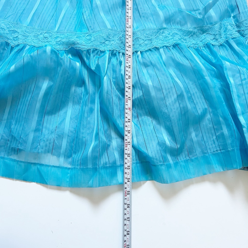 Vintage 1970’s Blue Pantel Maxi Dress Long Sleeve Lace Trim Fairycore Trad-wife - Picture 13 of 14